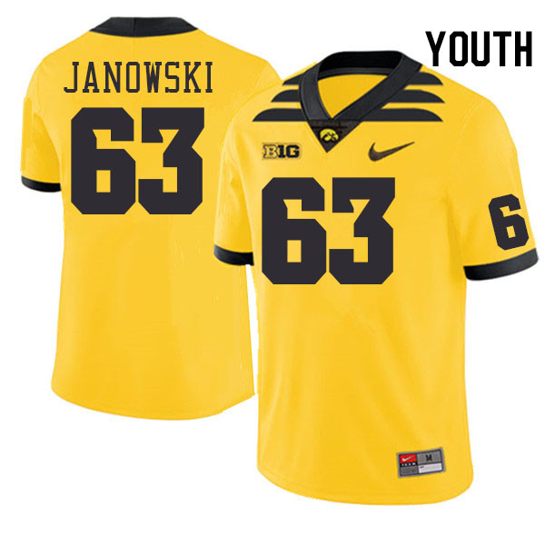 Youth #63 Josh Janowski Iowa Hawkeyes College Football Jerseys Stitched-Gold